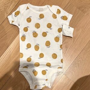 Carter's Cream and Gold Apple Print Bodysuit